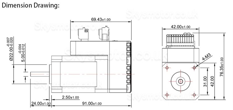 Nema 17 Integrated AC Servo Motor JMC iHSV42-40-05-24 52W 24V 12.5Ncm 52000RPM